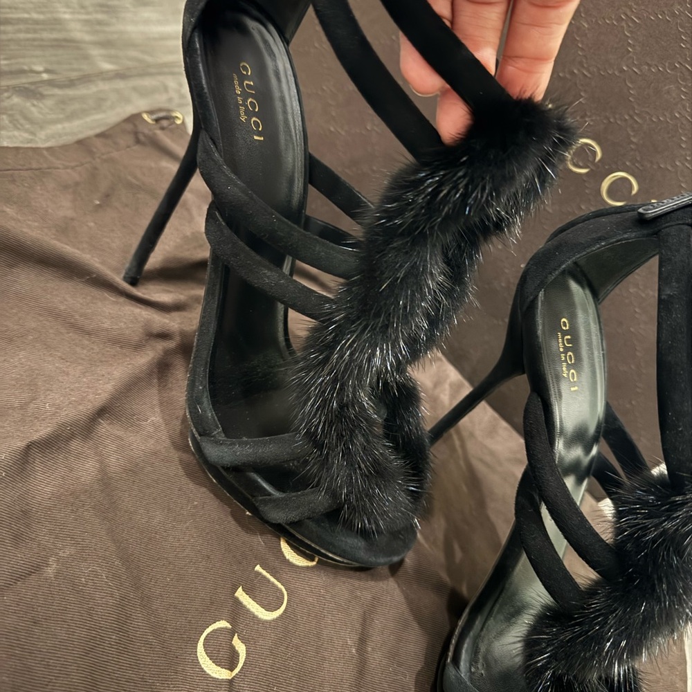 Gucci Black Fur Women's Sandals - Picture 4 of 8